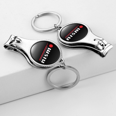Nissan Nismo Key Ring Nail Trimmer Black Red Line White Domed Emblem