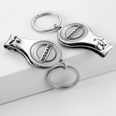 Nissan Fob Chain Fingernail Trimmer Grey Silver Ring Tint Domed Logo