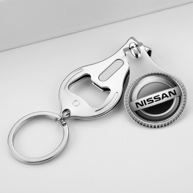Nissan Key Chain Fingernail Clipper Graphite Black Silver Logo Effect