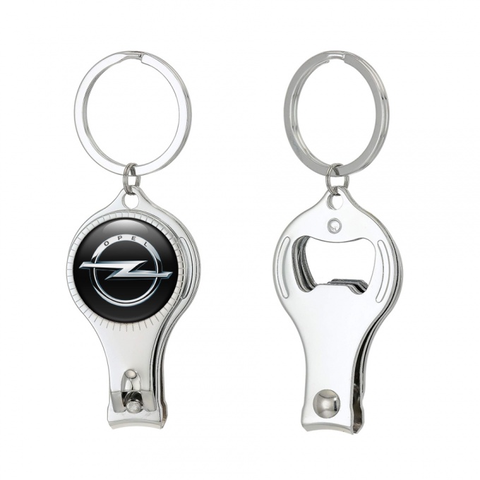 Opel Fob Ring Nail Trimmer Black Metallic Effect Domed Emblem