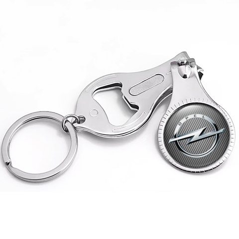 Opel Key Ring Fingernail Clipper Light Carbon Metallic Ring Domed Emblem