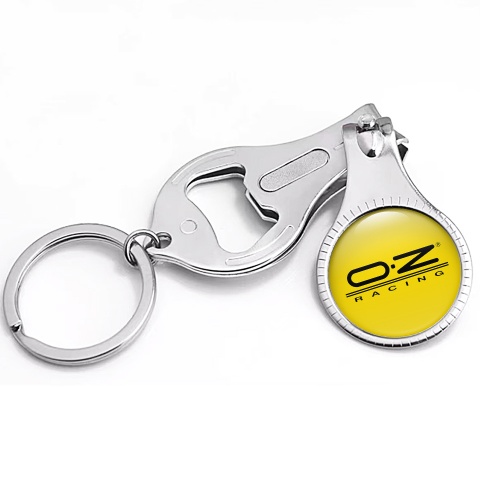 OZ Racing Key Ring Nail Clipper Black Yellow Lines Domed Emblem