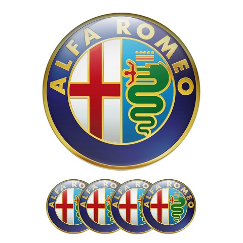 Alfa Romeo Wheel Center Cap Domed Stickers Classic With Gold Printing