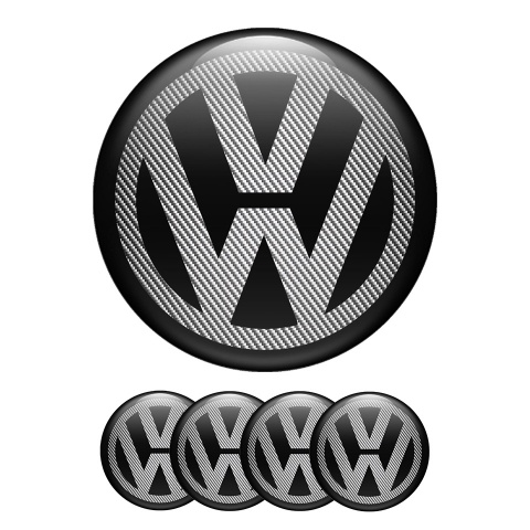 VW Volkswagen Silicone Stickers Center Hub Black Carbon