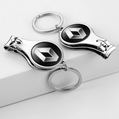 Renault Keychain Fingernail Clipper Classic Black Silver Tint Logo Design
