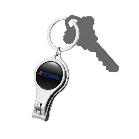 Ronal Key Holder Fingernail Clipper Classic Black Blue Slogan Design