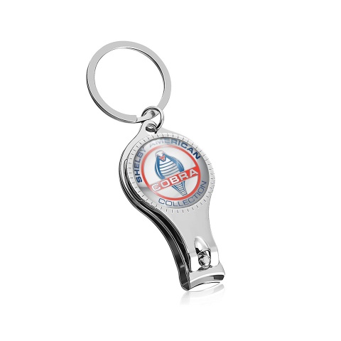 Ford Shelby Cobra Key Chain Nail Trimmer Silver Tint Red Ring Design