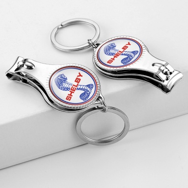 Ford Shelby Cobra Fob Chain Nail Clipper White Blue Ring Color Logo Edition
