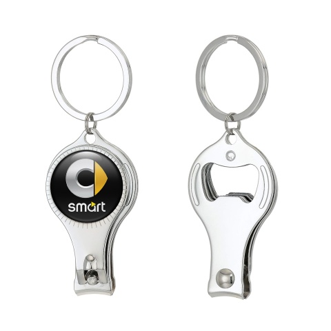 Smart Key Chain Fingernail Clipper Silver Yellow Domed Design