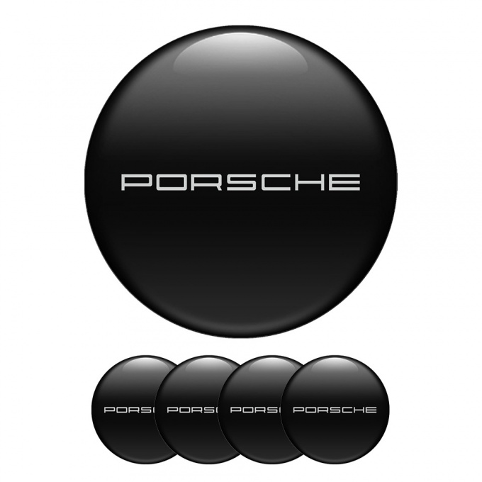 Porsche Silicone Stickers Center Hub Black