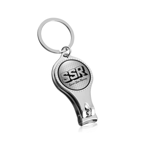 SSR Fob Chain Fingernail Trimmer Metallic Mesh Black Domed Logo