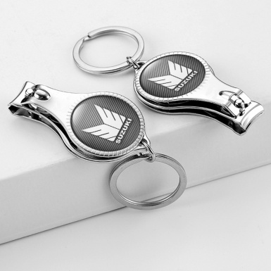Suzuki Key Holder Fingernail Trimmer Light Carbon White Wings Domed Logo