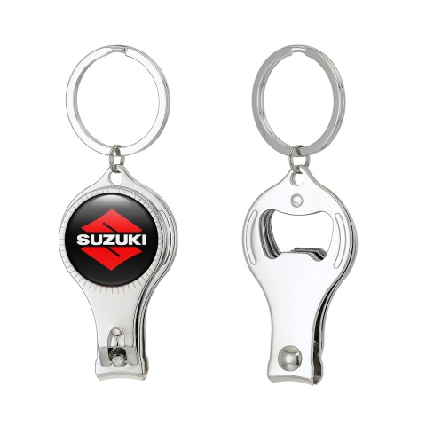 Suzuki Key Ring Fingernail Clipper Black Classic Red Cut Domed Emblem