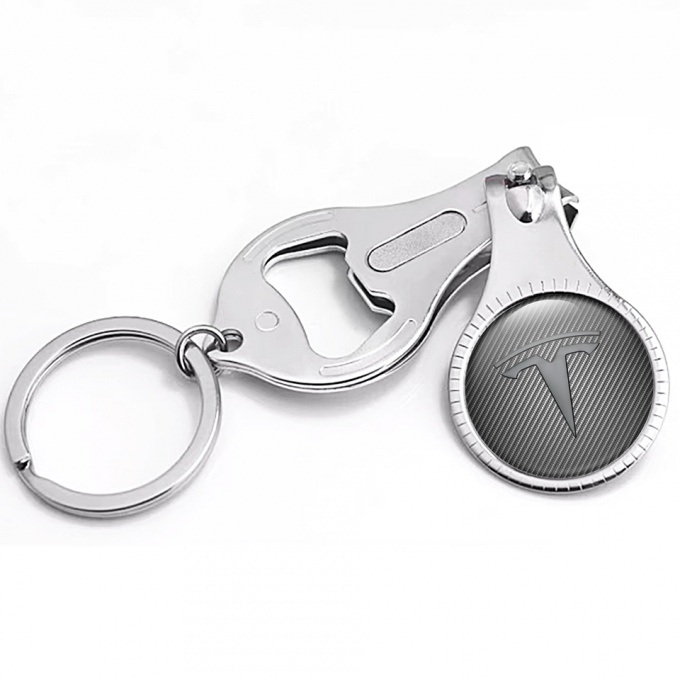 Tesla Key Ring Nail Clipper Light Carbon Graphite Logo Design