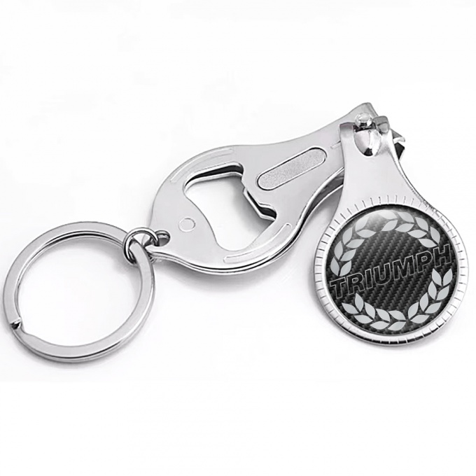 Triumph Key Ring Fingernail Clipper Dark Carbon Grey Laurel Design