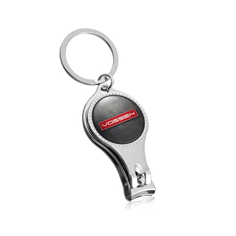 Vossen Keyring Chain Nail Clipper Leather Effect Red Rectangle Design