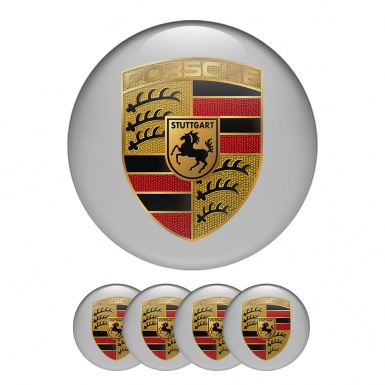 Porsche Wheel Center Cap Domed Stickers Grey Classic