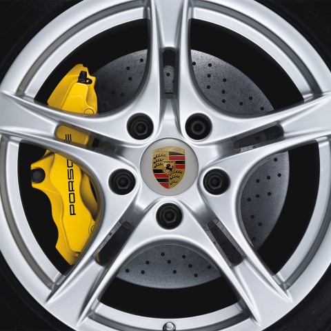 Porsche Wheel Center Cap Domed Stickers Grey Classic