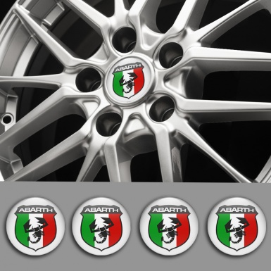 Fiat Abarth Wheel Stickers Light Grey Italian Flag Logo