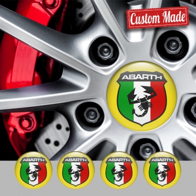 Fiat Abarth Wheel Emblems Yellow Italian Flag Design