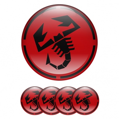 Fiat Abarth Wheel Stickers Red Black Scorpion Logo