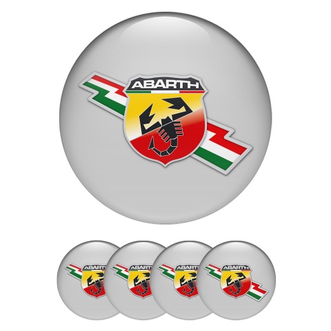 Fiat Abarth Silicone Stickers Dark Grey Italian Flag Emblem