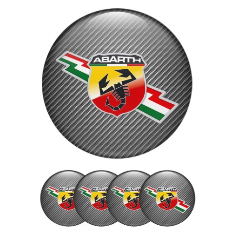 Fiat Abarth Wheel Emblems Carbon Lightning Logo