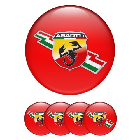 Fiat Abarth Domed Stickers Red Lightning Emblem