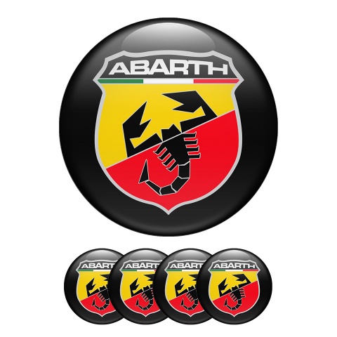 Fiat Abarth Wheel Center Cap Domed Stickers Black Classic