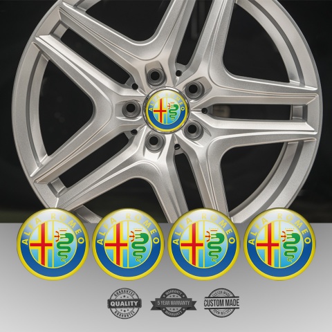 Alfa Romeo Wheel Stickers Yellow Classic Color Logo