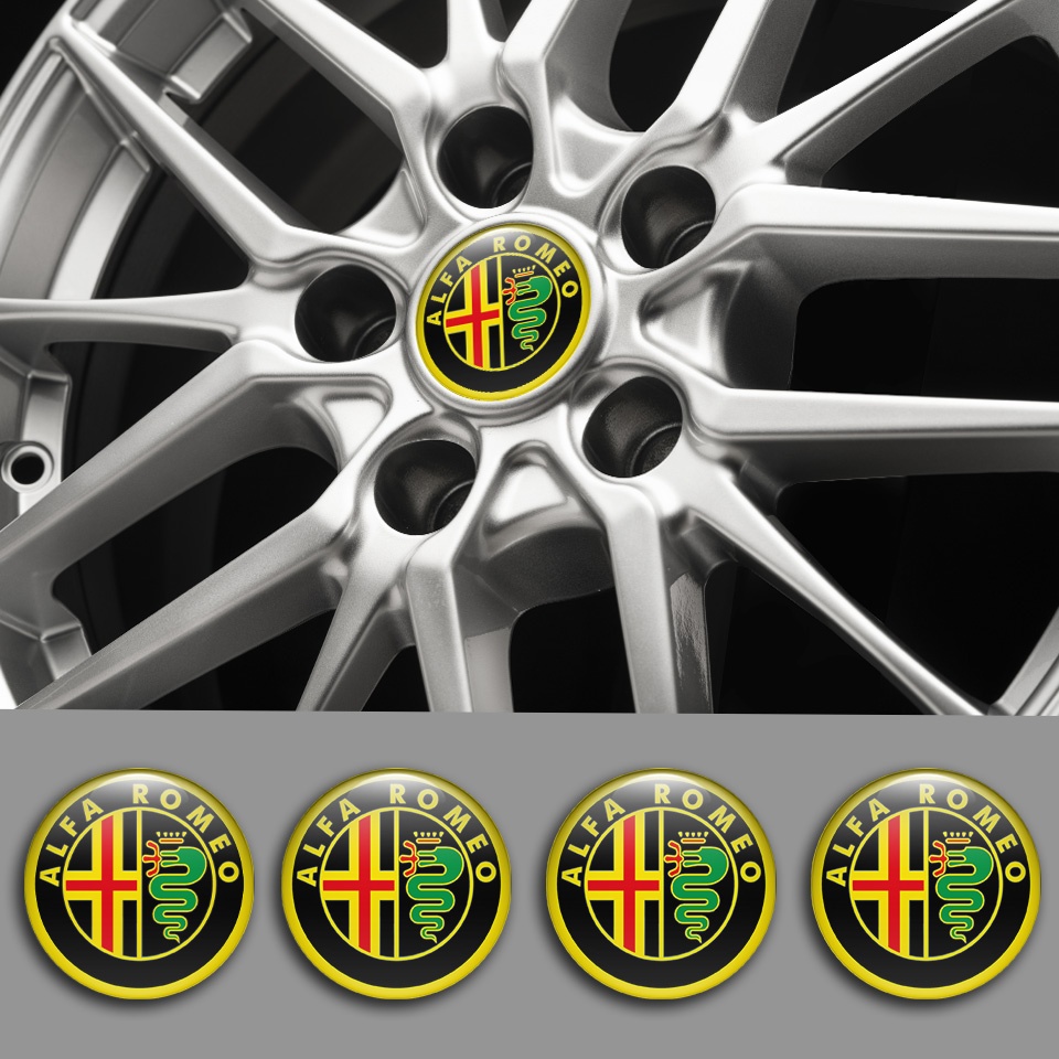 Alfa Romeo Wheel Stickers Black Yellow Classic Color Design | Wheel ...