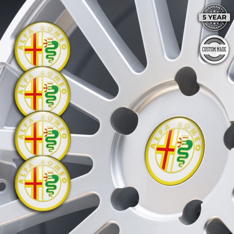 Alfa Romeo Domed Emblems White Yellow Logo Edition