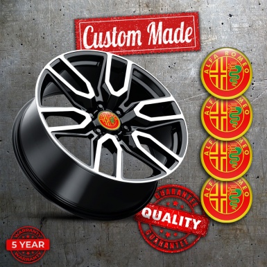 Alfa Romeo Wheel Stickers Red Yellow Emblem