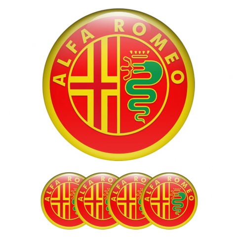 Alfa Romeo Wheel Stickers Red Yellow Emblem