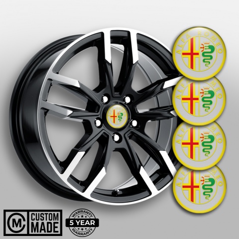Alfa Romeo Wheel Emblem Grey Yellow Green Design