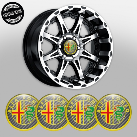 Alfa Romeo Domed Stickers Carbon Yellow Green Edition