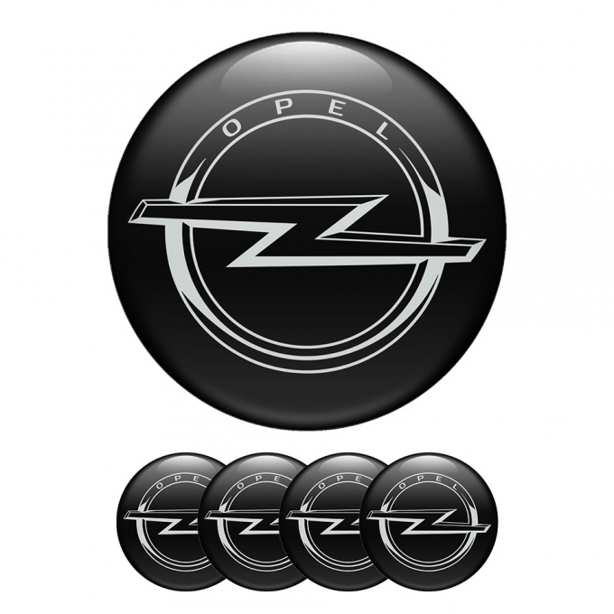 Opel Domed Stickers Wheel Center Cap Sports Series Black And Gray 