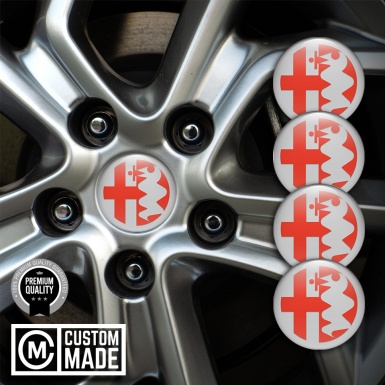 Alfa Romeo Domed Stickers Grey Red Logo Design