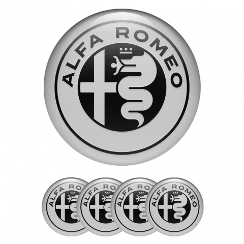 Alfa Romeo Center Caps Stickers Grey Black Design