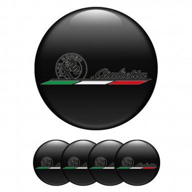 Alfa Romeo Giulietta Silicon Wheels Caps Black Italian Flag