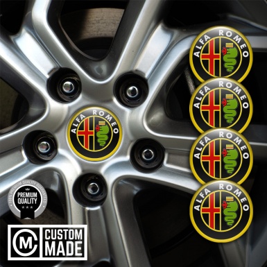 Alfa Romeo Silicon Wheel Stickers Black Yellow Green Edition