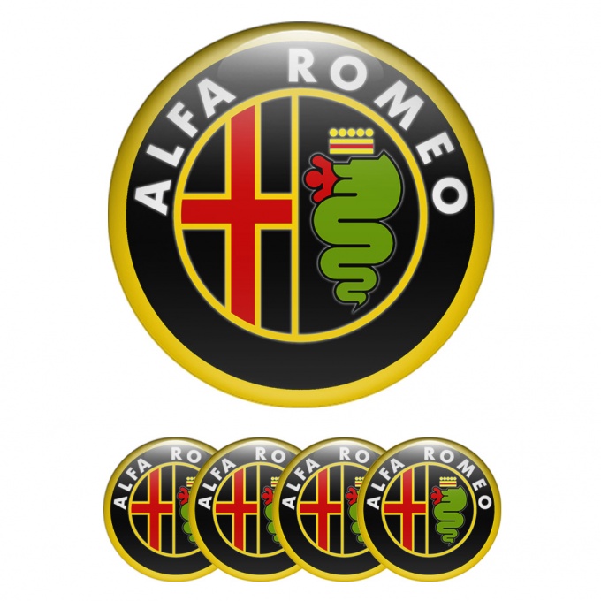 Alfa Romeo Silicon Wheel Stickers Black Yellow Green Edition