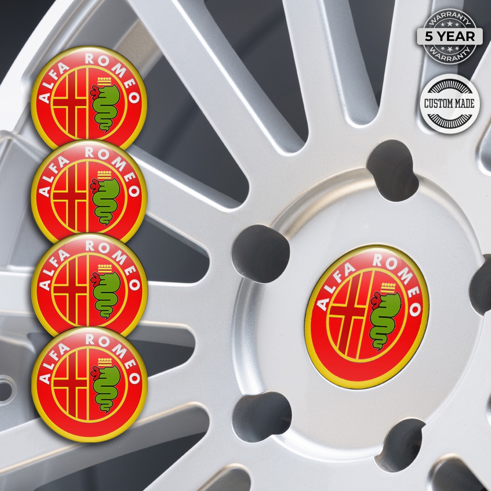 Alfa Romeo Silicon Stickers Red Yellow Green Style | Wheel Emblems ...