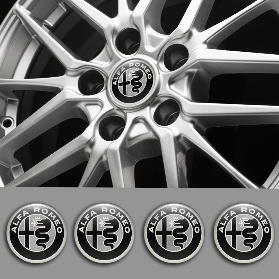 Alfa Romeo Silicone Stickers Black Silver Ring Classic Logo | Wheel ...