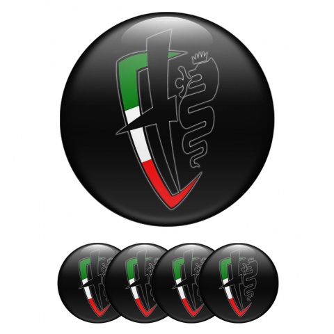Alfa Romeo Silicone Stickers Black White Italian Flag Design