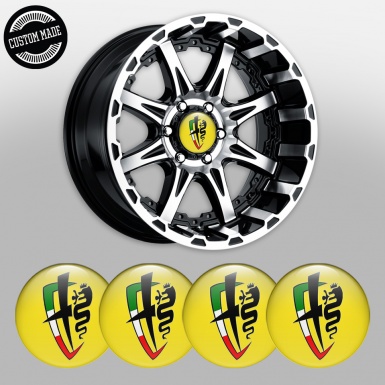 Alfa Romeo Wheel Stickers Yellow Black Italian Flag Design