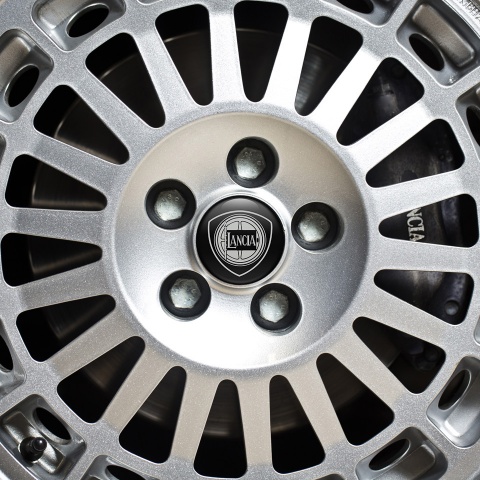 Lancia Wheel Center Cap Domed Stickers Black Edition