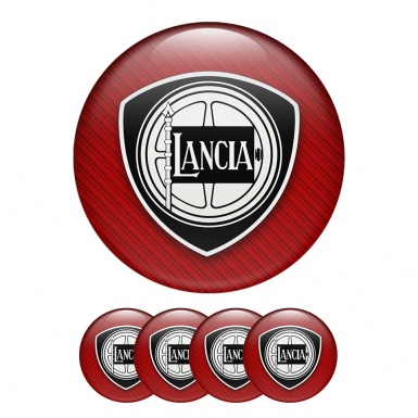 Lancia Center Hub Dome Stickers Red Background