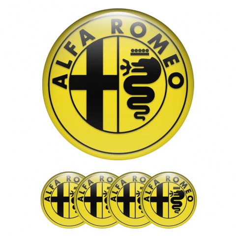 Alfa Romeo Wheel Emblems Yellow Black Ring Edition