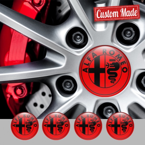 Alfa Romeo Wheel Emblems Red Black Ring Edition